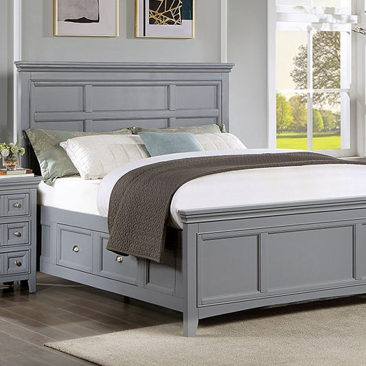 FOA CASTLILE Transitional Gray Solid Wood Bed CM7413GY