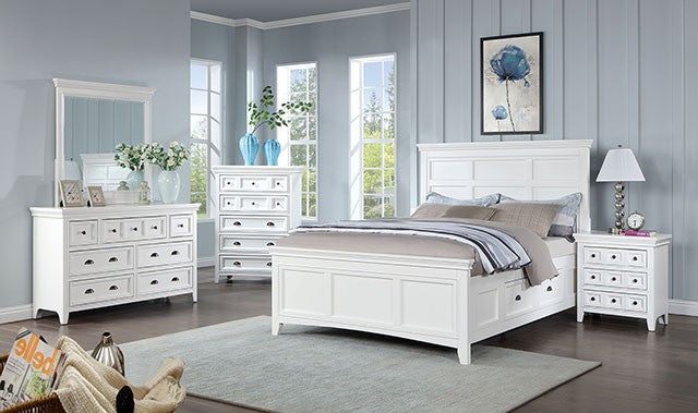 FOA CASTILE Transitional White Solid Wood Bed CM7413WH