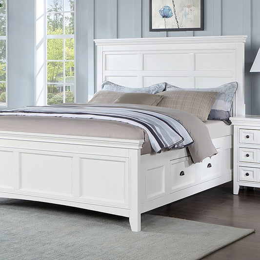 FOA CASTILE Transitional White Solid Wood Bed CM7413WH