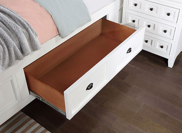 FOA CASTILE Transitional White Solid Wood Bed CM7413WH