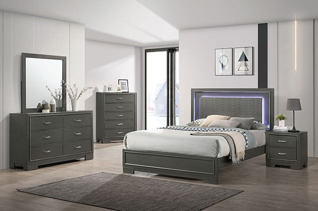 FOA ALISON Contemporary Metallic Gray Bed CM7416GY