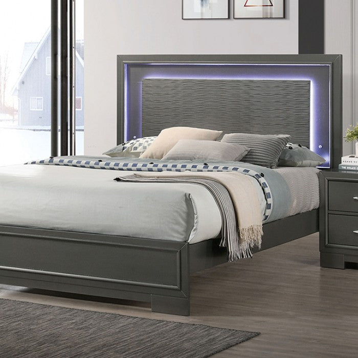 FOA ALISON Contemporary Metallic Gray Bed CM7416GY