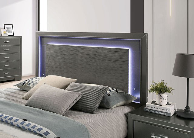 FOA ALISON Contemporary Metallic Gray Bed CM7416GY