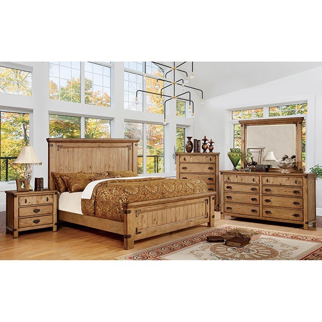 FOA PIONEER Cottage Weathered Elm Bed CM7449