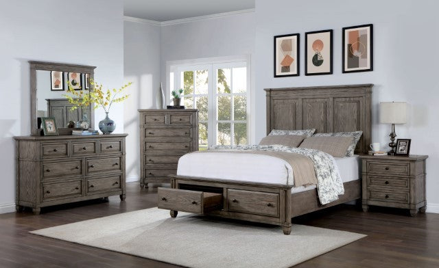 FOA DURANGO Transitional Warm Gray Solid Wood Bed CM7461GY