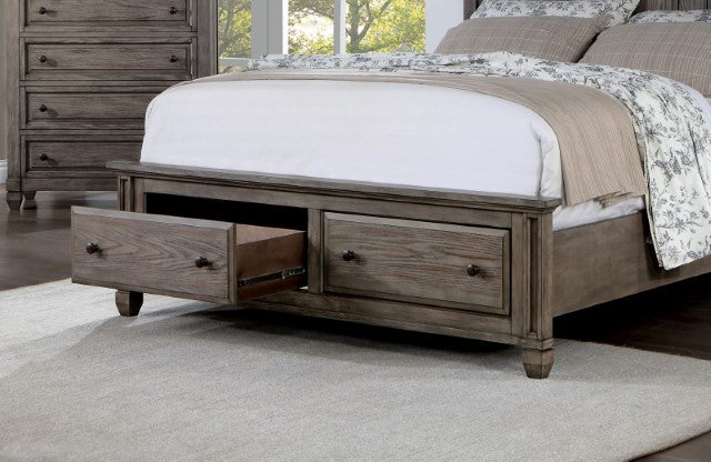 FOA DURANGO Transitional Warm Gray Solid Wood Bed CM7461GY