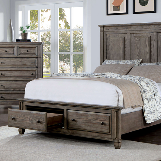 FOA DURANGO Transitional Warm Gray Solid Wood Bed CM7461GY