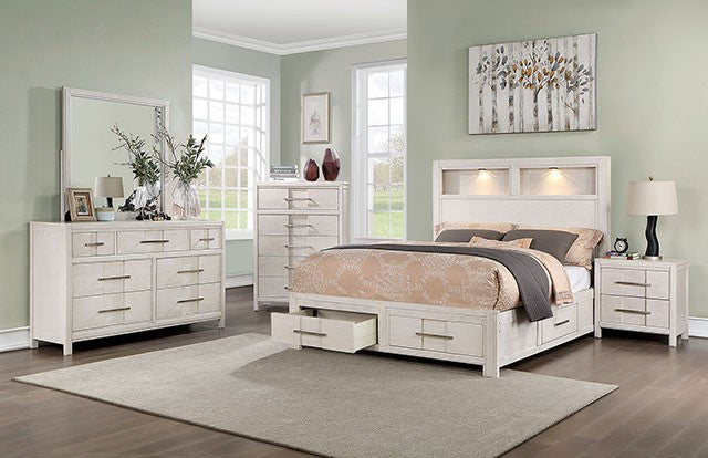 FOA KARLA Transitional White Solid Wood Bed CM7500WH