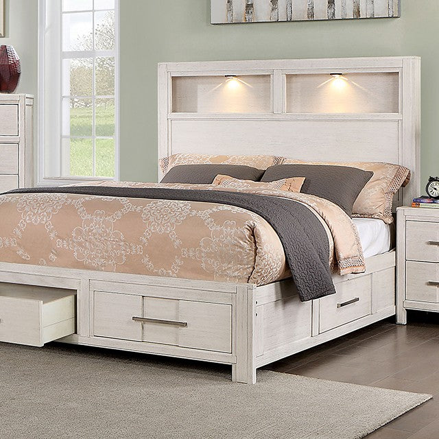 FOA KARLA Transitional White Solid Wood Bed CM7500WH