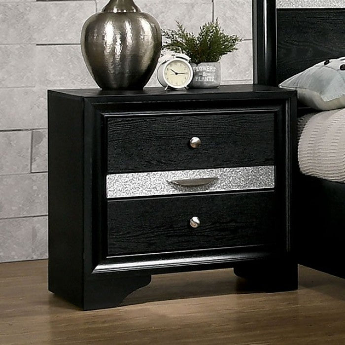 FOA CHRISSY Contemporary Black Nightstand CM7552BK-N