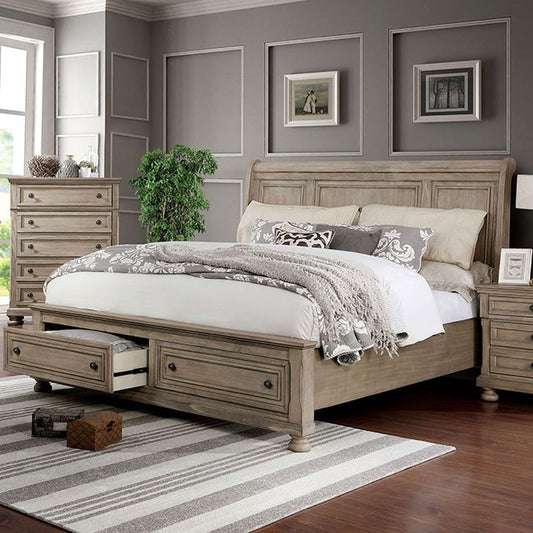 FOA WELLS Transitional Gray Solid Wood Bed CM7568