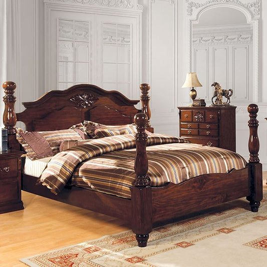 FOA TUSCAN Traditional Glossy Dark Pine Bed CM7571