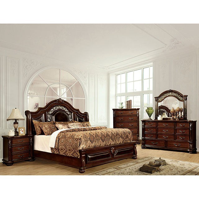 FOA FLANDREAU Traditional Brown Cherry Espresso Leatherette Bed CM7588