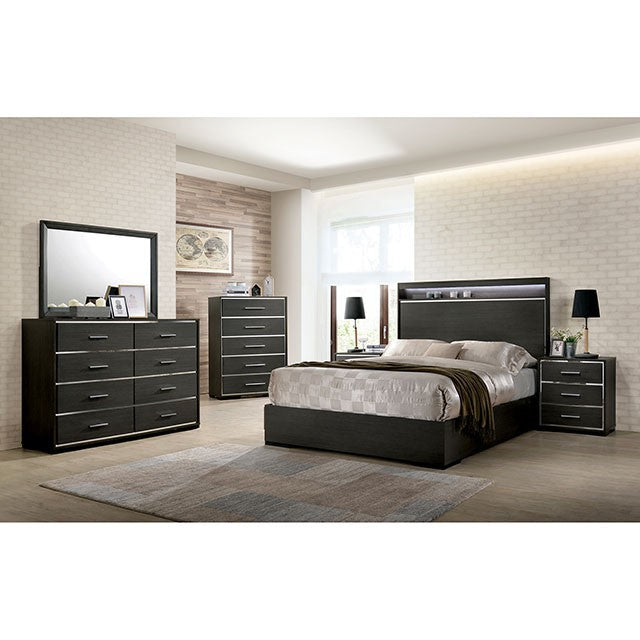 FOA CAMRYN Contemporary Warm Gray Bed CM7589