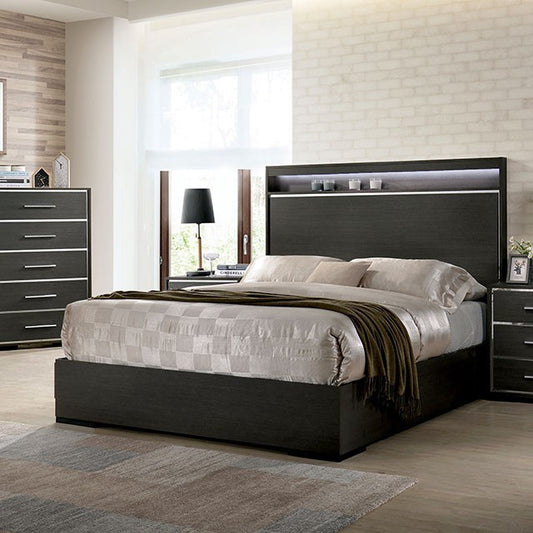 FOA CAMRYN Contemporary Warm Gray Bed CM7589