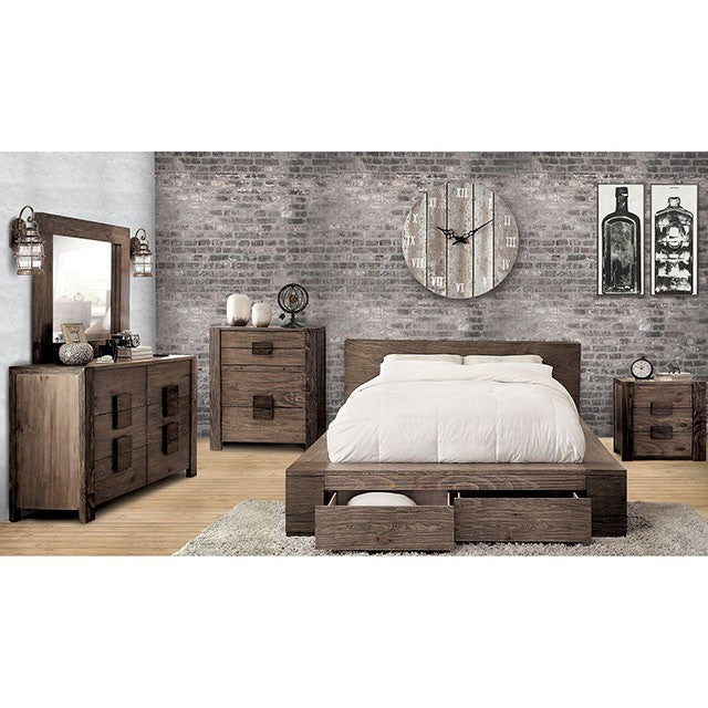 FOA JANEIRO Rustic Natural Tone Solid Wood Bed CM7629