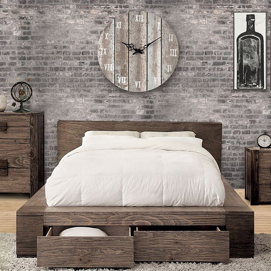 FOA JANEIRO Rustic Natural Tone Solid Wood Bed CM7629