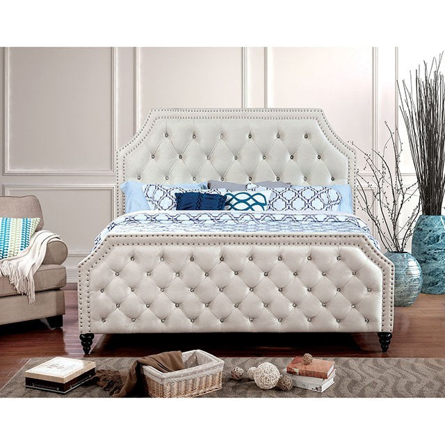 FOA CLAUDINE Transitional Beige Fabric Bed CM7675