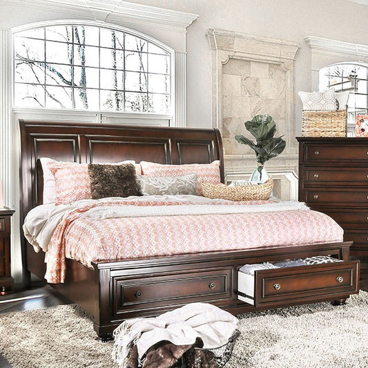 FOA NORTHVILLE Transitional Dark Cherry Solid Wood Bed CM7683