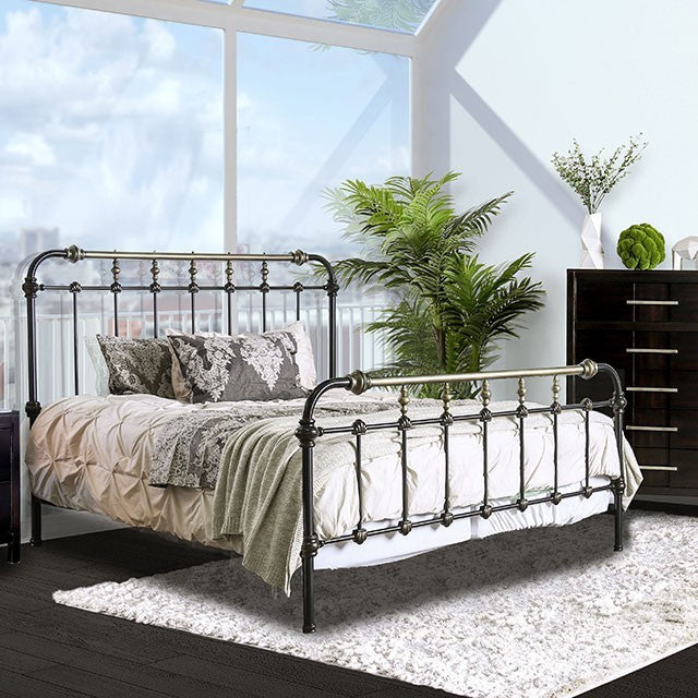 FOA RIANA Transitional Antique Black Bed CM7733