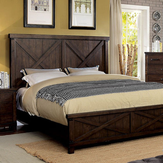 FOA BIANCA Rustic Dark Walnut Bed CM7734