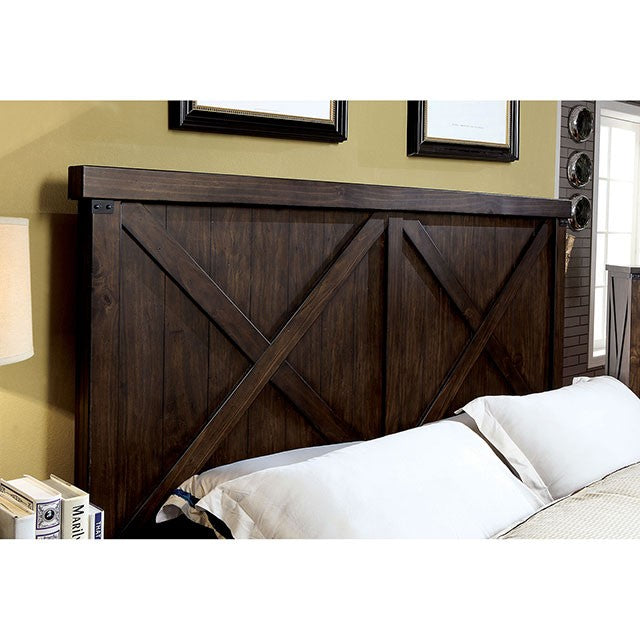 FOA BIANCA Rustic Dark Walnut Bed CM7734