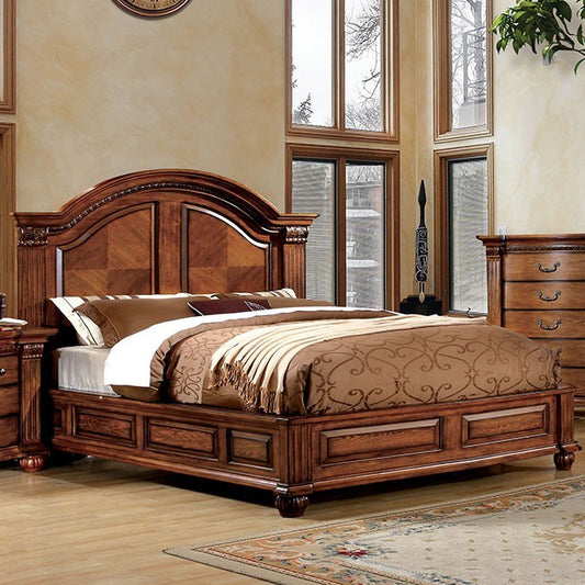 FOA BELLAGRAND Traditional Antique Tobacco Oak Bed CM7738