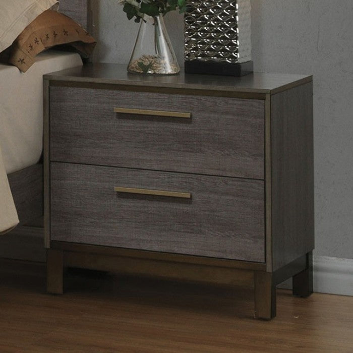 FOA MANVEL Contemporary Two-Tone Antique Gray Nightstand CM7867N