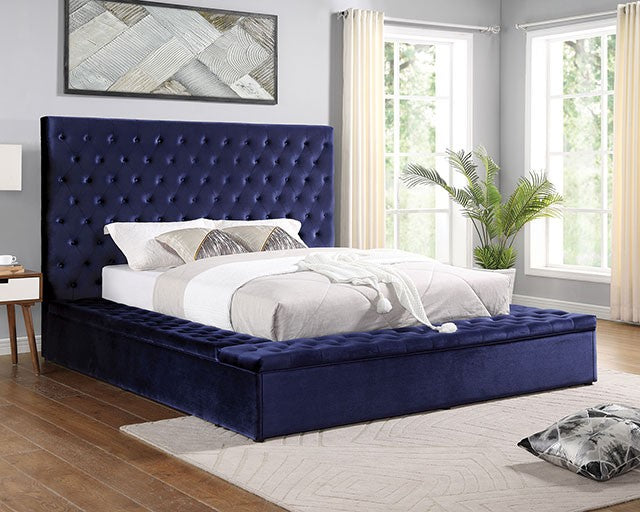 FOA GOLATI Transitional Blue Flannelette Bed CM7895BL