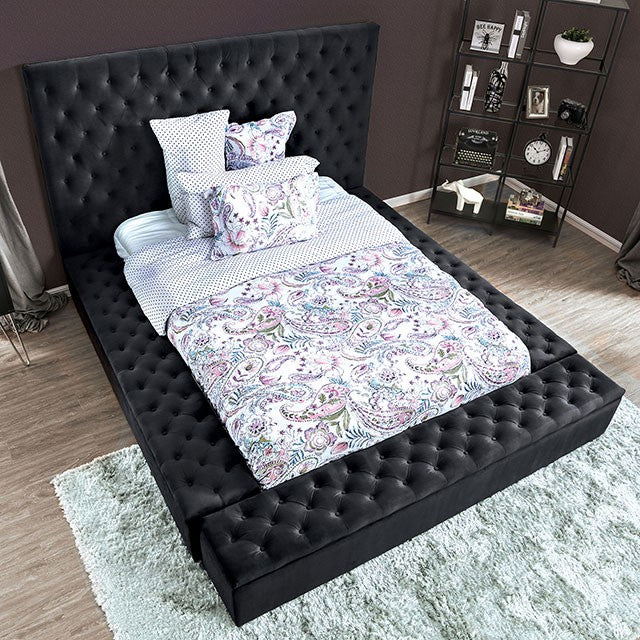 FOA DAVIDA Transitional Dark Gray Flannelette Bed CM7897DG