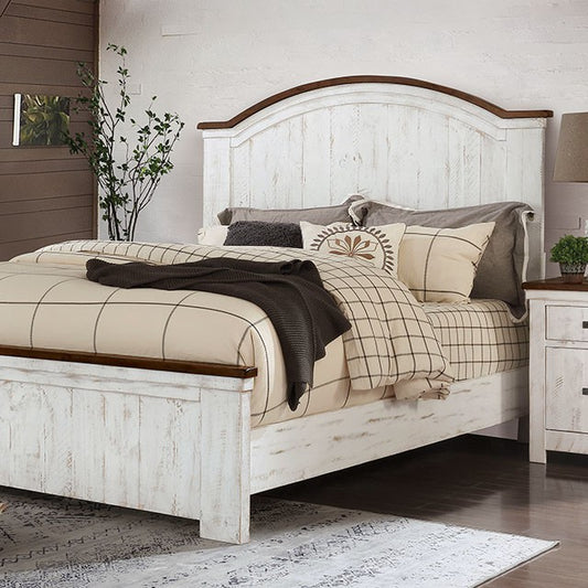 FOA ALYSON Transitional Distressed White Bed CM7962