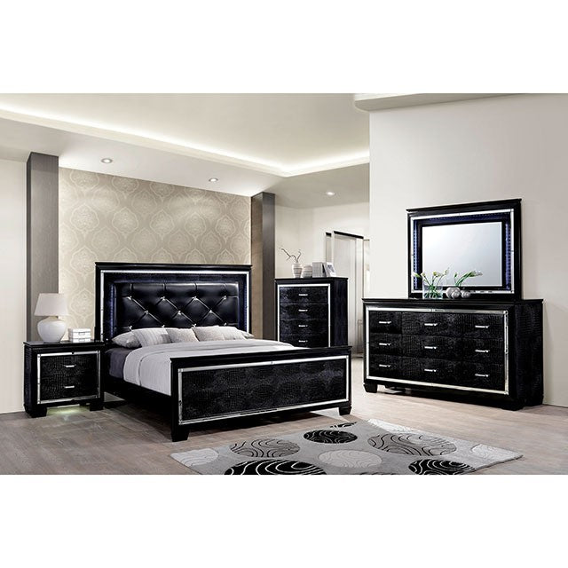 FOA BELLANOVA Contemporary Black Mirror Bed CM7979BK