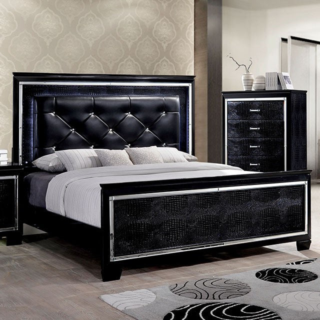 FOA BELLANOVA Contemporary Black Mirror Bed CM7979BK