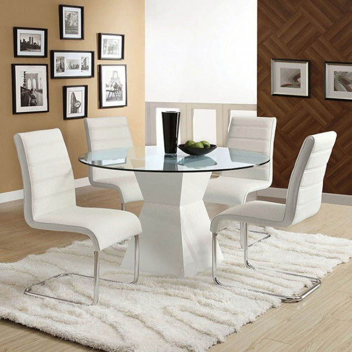 MAUNA Contemporary White Leatherette Dining Table CM8371WH-T