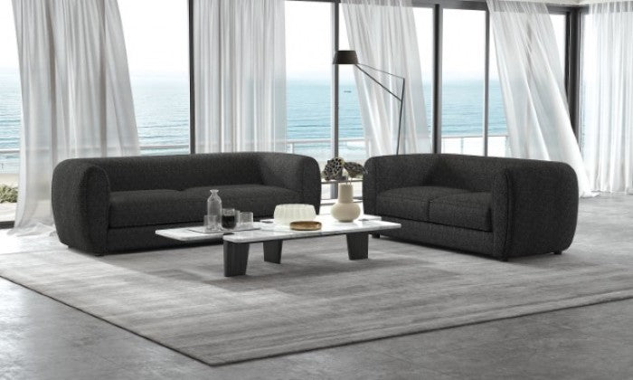 FOA VERDAL Contemporary Black Boucle Solid Wood Sofa FM61001BK-SF