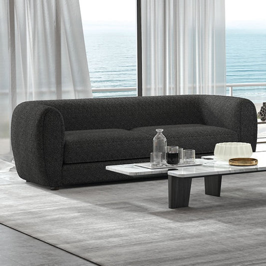 FOA VERDAL Contemporary Black Boucle Solid Wood Sofa FM61001BK-SF