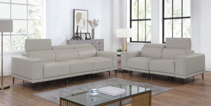 FOA BREKSTAD Contemporary Light Gray Leatherette Metal Sofa FOA6476LG-SF