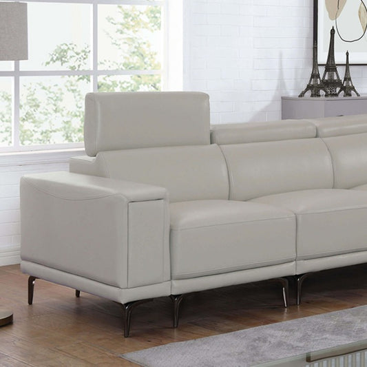 FOA BREKSTAD Contemporary Light Gray Leatherette Metal Sofa FOA6476LG-SF