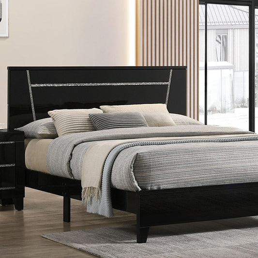 FOA MAGDEBURG Contemporary Black Solid Wood Bed FOA7038BK