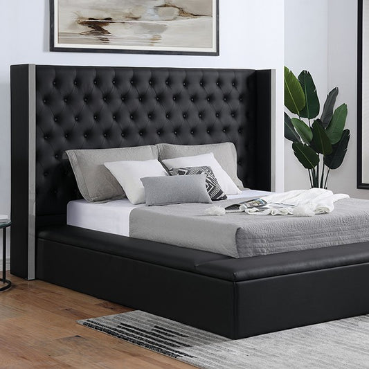 FOA EUDORA Transitional Black Leatherette Bed FOA7223BK