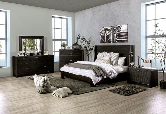 FOA LAURENTIAN Contemporary Dark WalnutSolid Wood Bed FOA7514