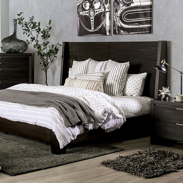 FOA LAURENTIAN Contemporary Dark WalnutSolid Wood Bed FOA7514