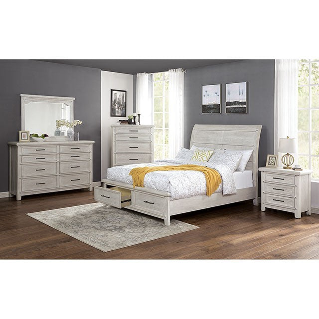 FOA SHAWNETTE Transitional Antique White Bed FOA7924