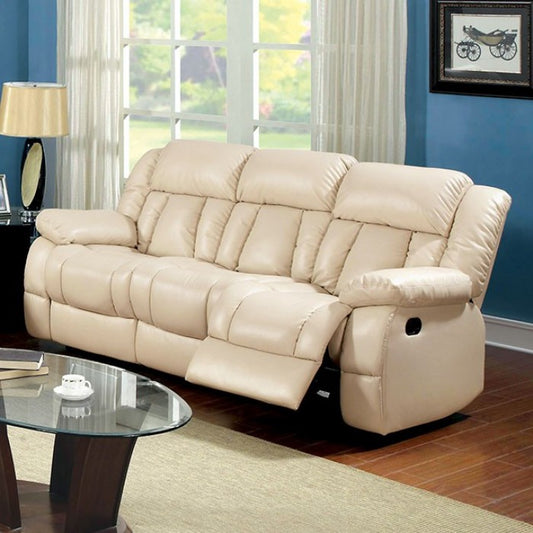 FOA BARBADO Transitional Ivory Bonded Leather Match Sofa CM6827-SF