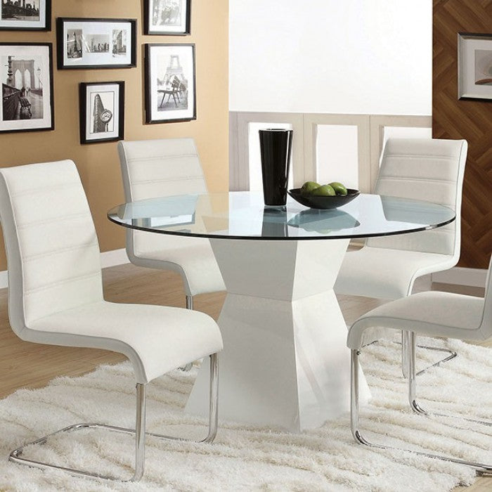 MAUNA Contemporary White Leatherette Dining Table CM8371WH-T