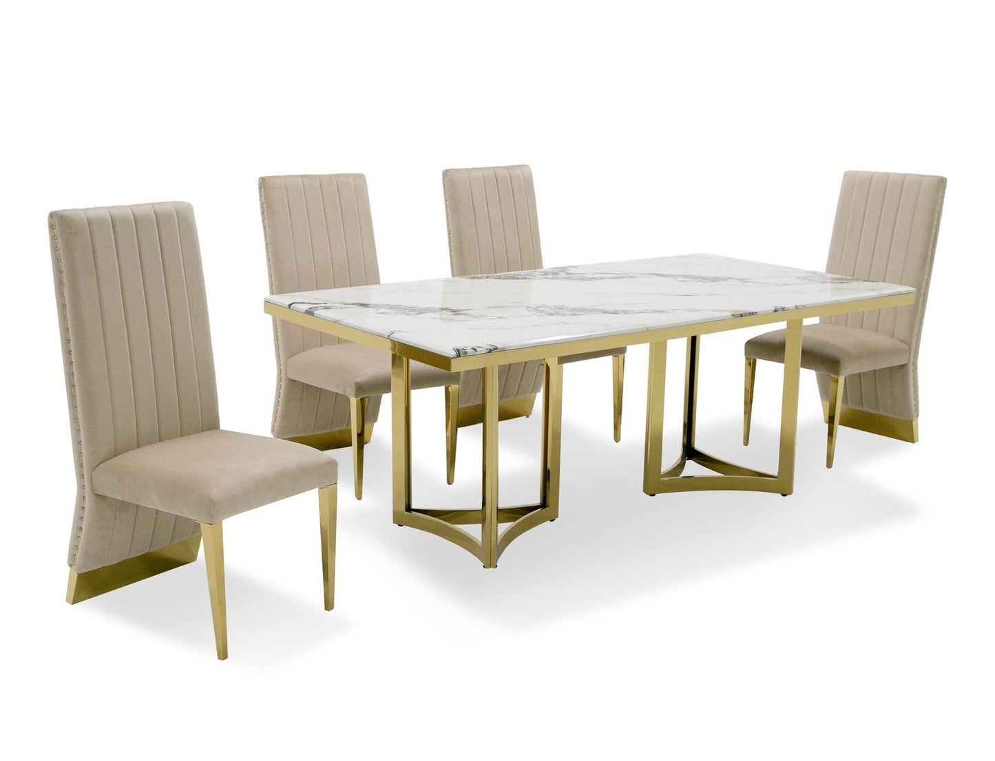 Modrest Loomis - White Marble & Gold Dining Table VGZAT1301