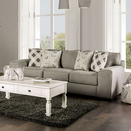 FOA NEWRY Transitional Gray Fabric Foam Solid Wood Sofa  SM6091-SF